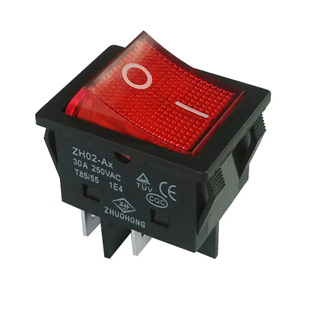 ZH02-Ax AC 250V 16/20/25/30/35/40A 4 Pins Rocker Switch With Lamp ON-OFF Push Button Switches For Welding Machine CE