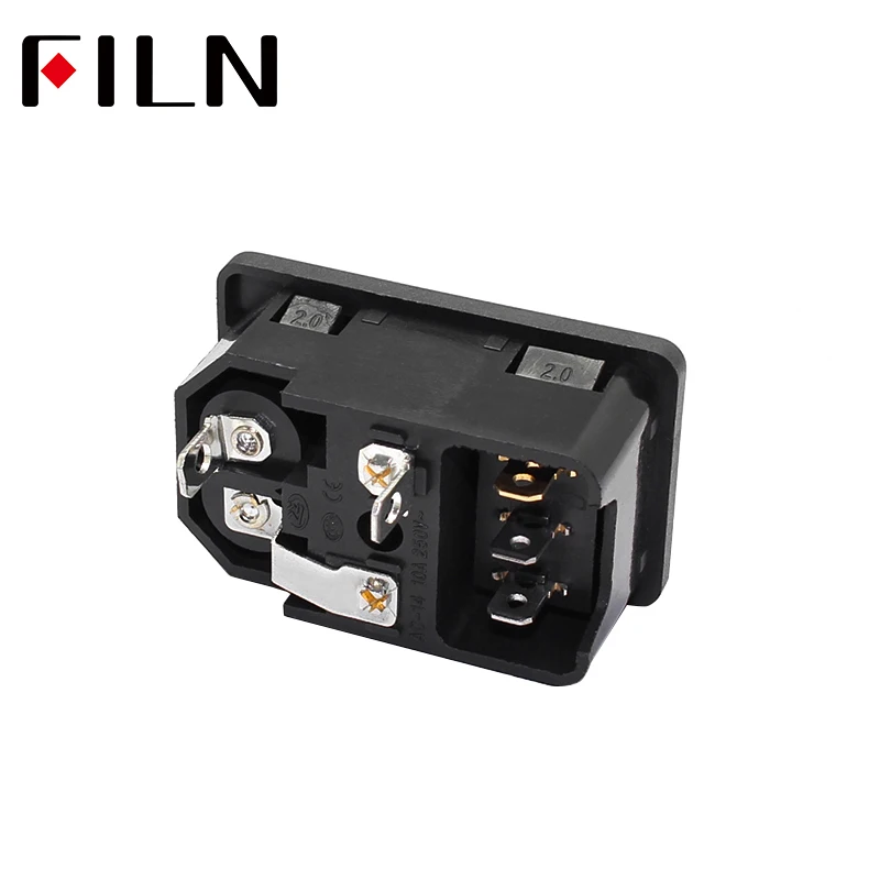 New Integral 250V 10A Red Rocker Switch Fused IEC320 C14 Inlet Power Socket Fuse Switch Connector 2pin Plug Male Connector