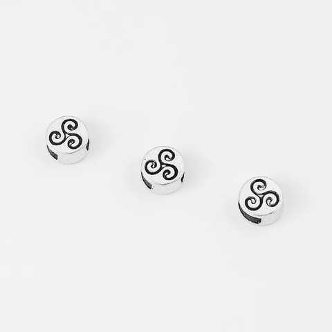 20 шт. плоских бусин-разделителей для резьбы в стиле Кельтского трискелиона (трискеле друид) 5x2 мм, фурнитура для плоского кожаного шнура 5 мм кельтский купить - №3