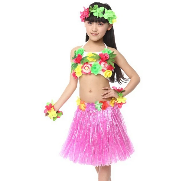 Free Shipping Halloween Carnival Fancy Dress Costumes for Kids Girls Children Hawaiian Hula Skirt Ballroom Belly Dancing Clothes image 4