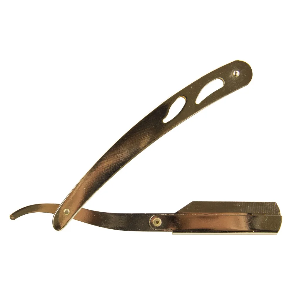 one blade straight razor Shave Manual Shaving Knife gold  Handle for Man1pcs Razor + 10pcs blade