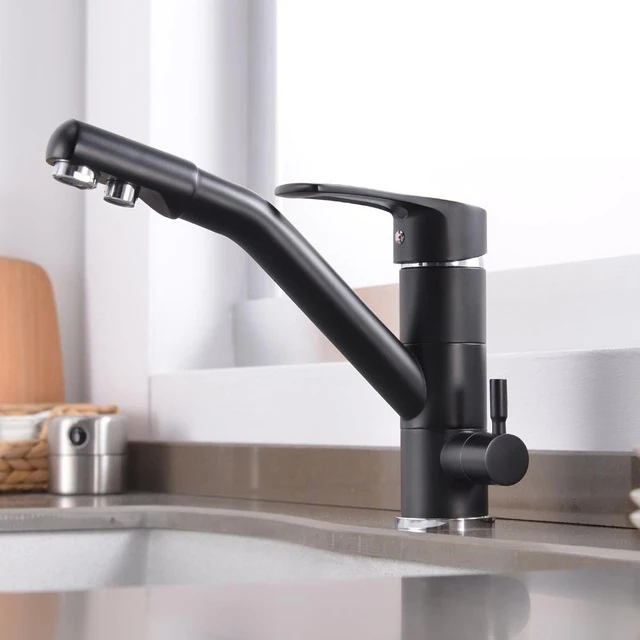 Kitchen Faucet Filter Water Taps Dual Handle Hot and Cold Drinking Water 3 Way Filter Kitchen Mixer Tap