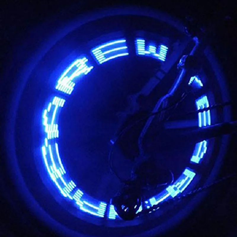 Praktische Fiets Wheel Valve Band Band Led Brief Licht Dubbele Zin Waterdichte Bike Tire Blauw Flitslicht