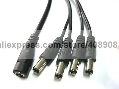 5 pcs 4 Channel 5.5x2.1mm DC Power Splitter 1 Female to 4 Male for CCTV Camera Cable Length 40cm 17 inch