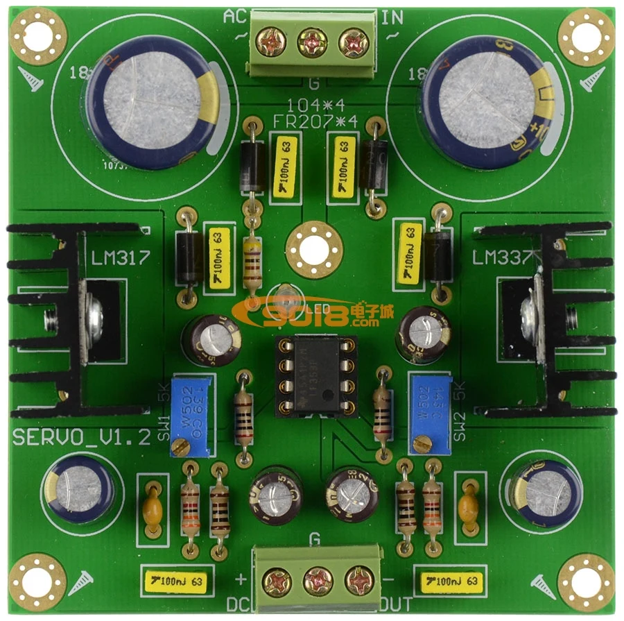 LM317/LM337 DC Servo Adjustable Voltage Regulated Power Supply Plate Positive and Negative Double Channel Rectifier Filter