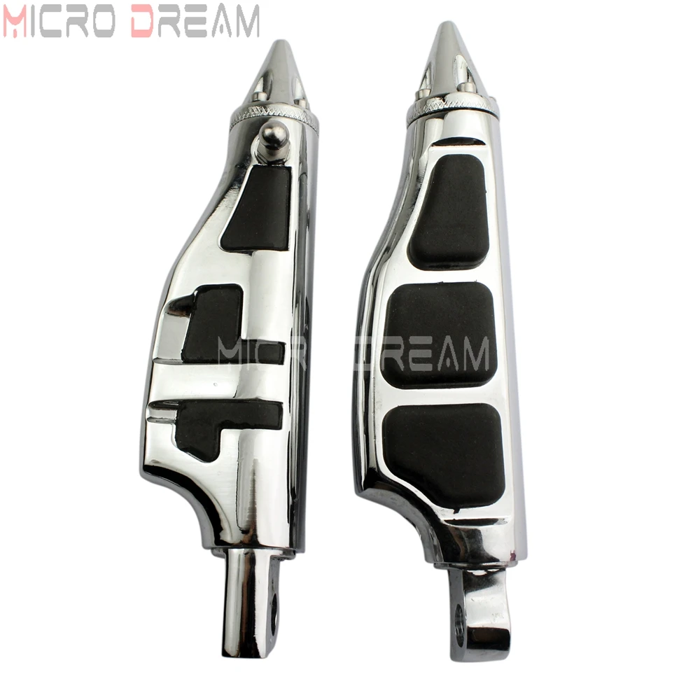 1 Pair Motorcycle Stiletto Style Foot Peg Chrome Passenger Footpegs Footrests for Harley Touring Male Peg Mount Foot Rest