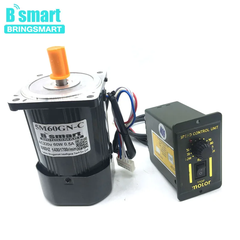 Bringsmart 60W 1400RPM/2800RPM Electric Motor 220V High Speed AC Motor With Speed Control CW/CCW Long Life Large Power Motor