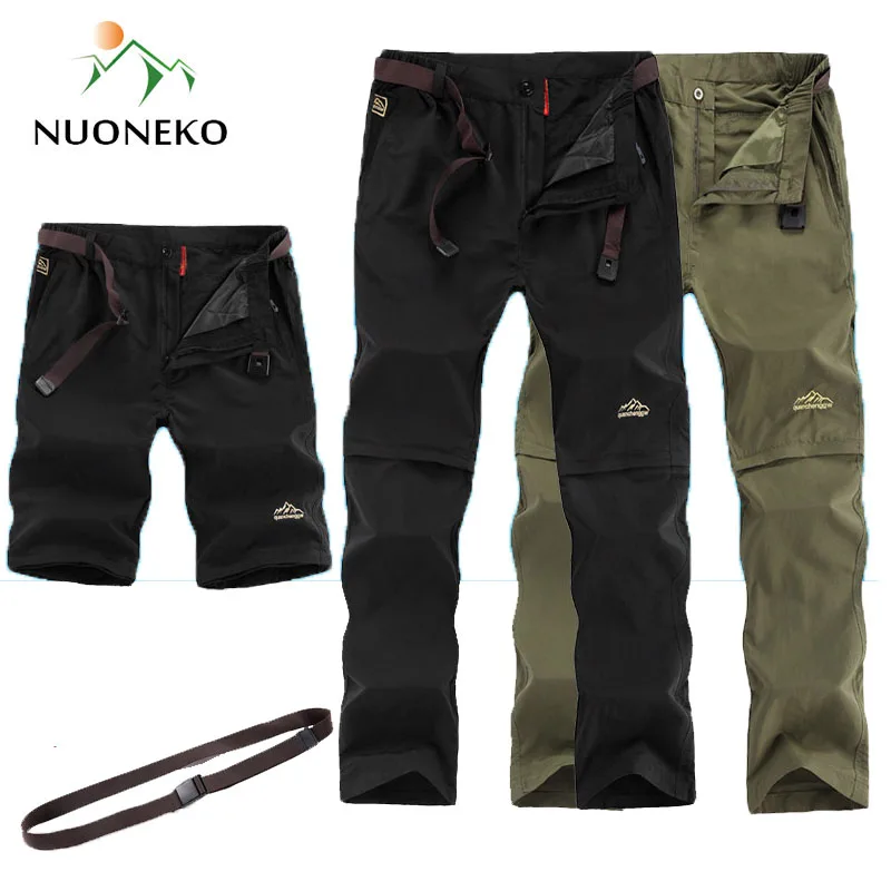 NUONKEO New Outdoor Quick Dry spodnie do wędrówek pieszych Men Summer Removable Camping Trekking Waterproof Pants PN10