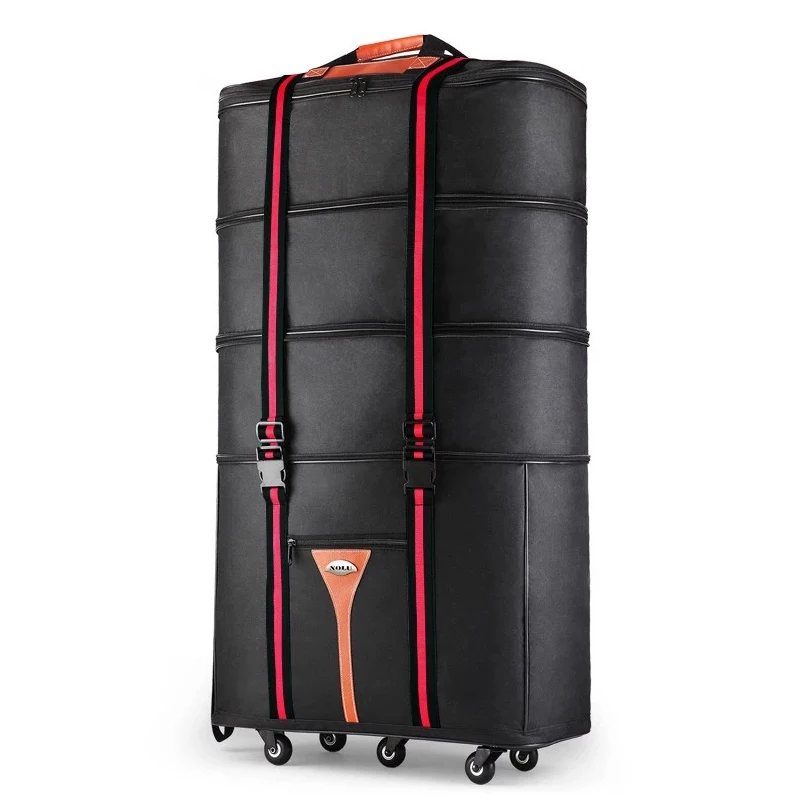 Men 32 36 inch Large capacity Oxford rolling luggage bag abroad to study and move to move folding trolley suitcase travel bag