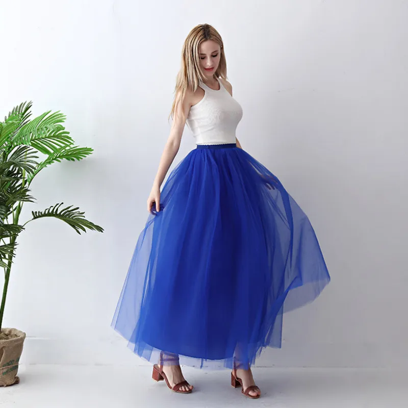 

5 Layers 100cm Maxi Women Skirt Tulle Skirts Bridesmaid Wedding Skirt Muslim Long Skirt Free Size Faldas Saias Femininas Jupe