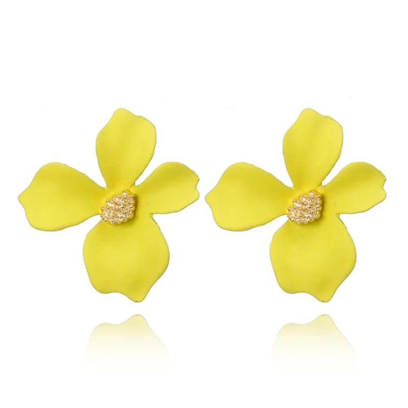 Sweet Flower Earrings For Women Fresh Four-petal Stereo Flower Stud Earrings Fashion Temperament 5 Colors Flower Earring