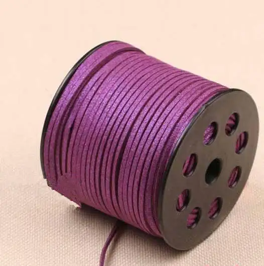 Deep Purple-Free Shipping 100Yds Glitter Metallic Flat faux Leather Suede Cord, 3mm Cord,Faux Suede Cord for Bracelets 3mm