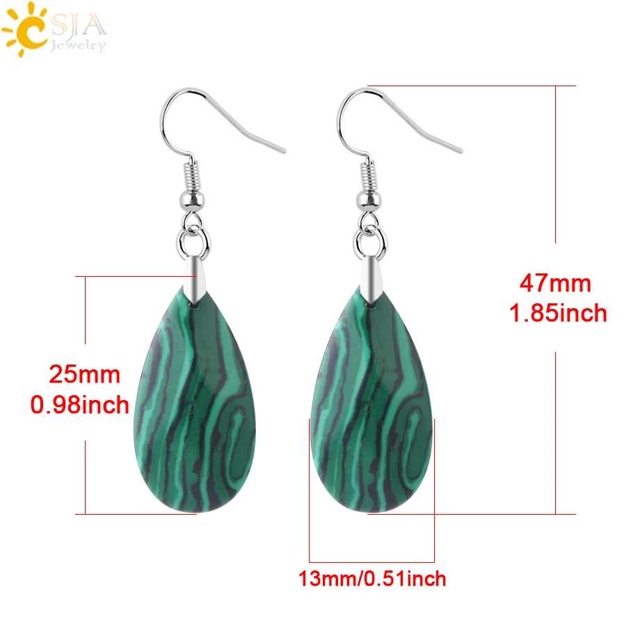 CSJA Natural Stone Water Drop Earrings Multi-faceted Beads Pendants Earring Crystal Quartz Healing Stones for Women Jewelry F867