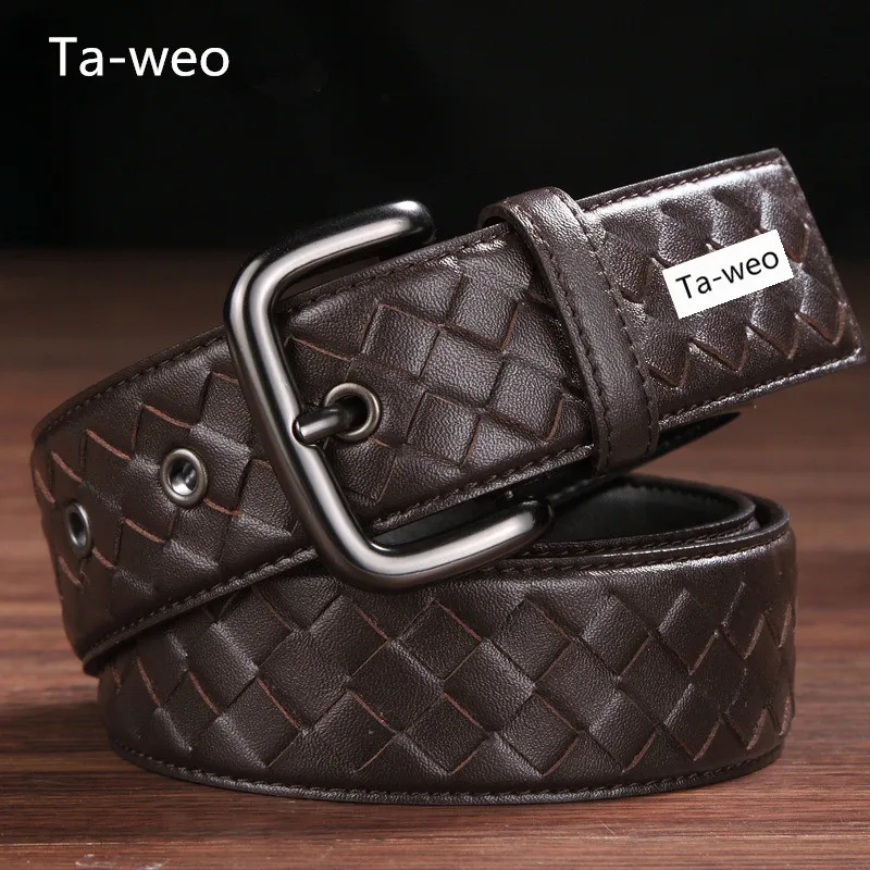 Fashion Braided Unisex 100% Genuine Leather Belt Casual Belts For Women & Men\'s Jeans Leather Belt Width 3.5CM Top Quality