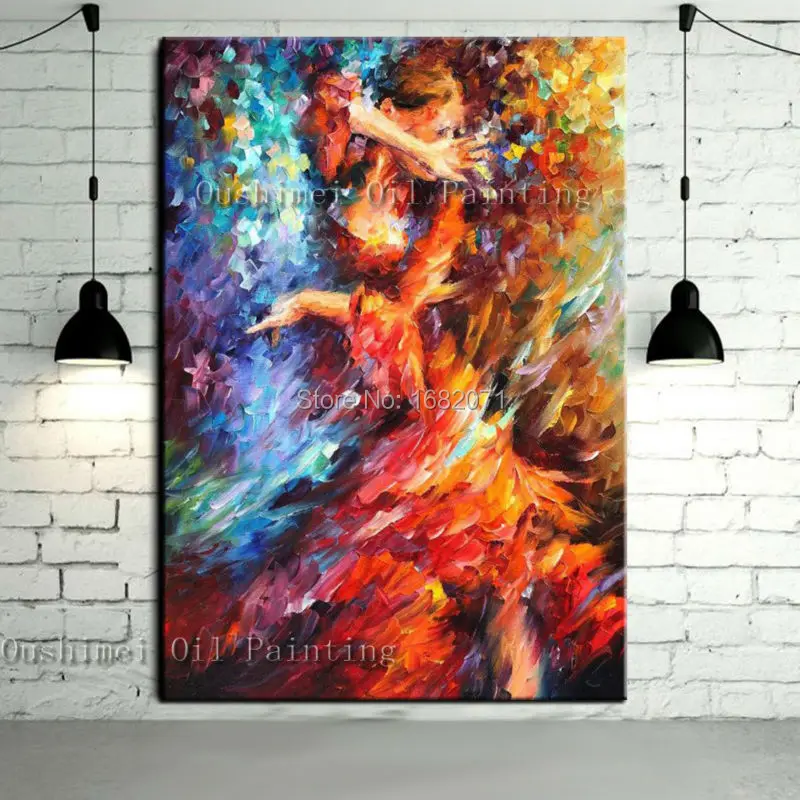 

Latest Design Skilled Artist Handmade High Quality Knife Flamenco Dancer Oil Painting Spanish Dancing Lady Painting On Canvas