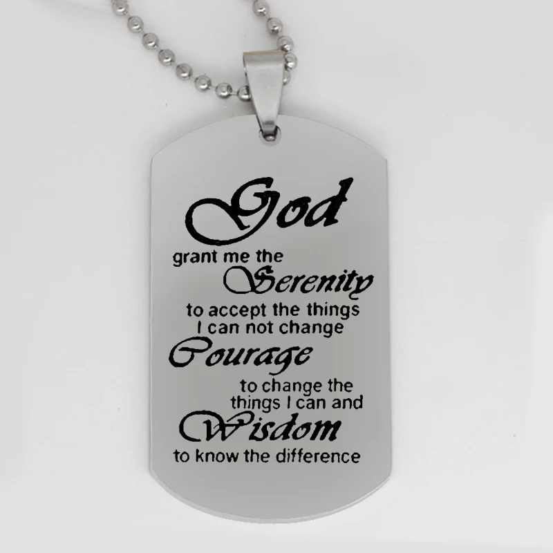 Personality Army card pendant god grant me the serenity to accept  stainless steel jewelry family gift Customed necklace N4060