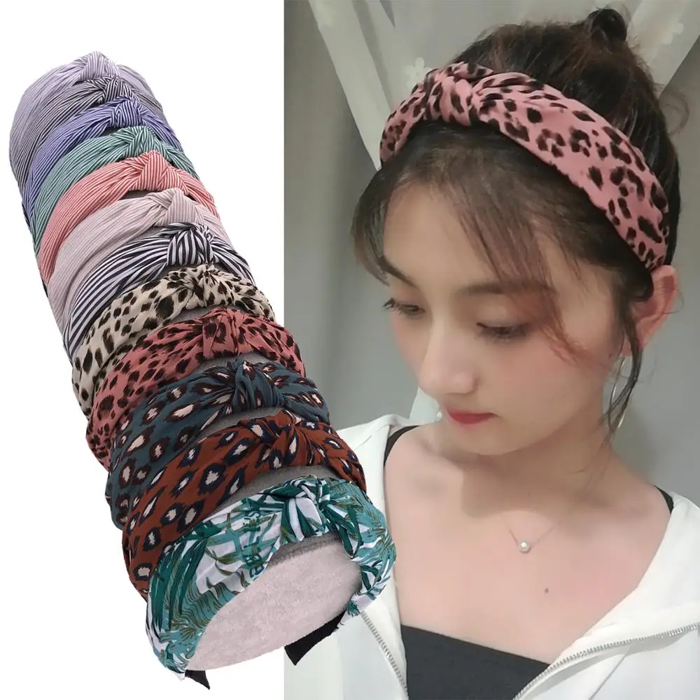 Handmade Non-slip Hairbands Girls/ Women Vintage Knotted Headbands Bath Beauty Turban Headbands Hair Hoop Hair bow Accessories