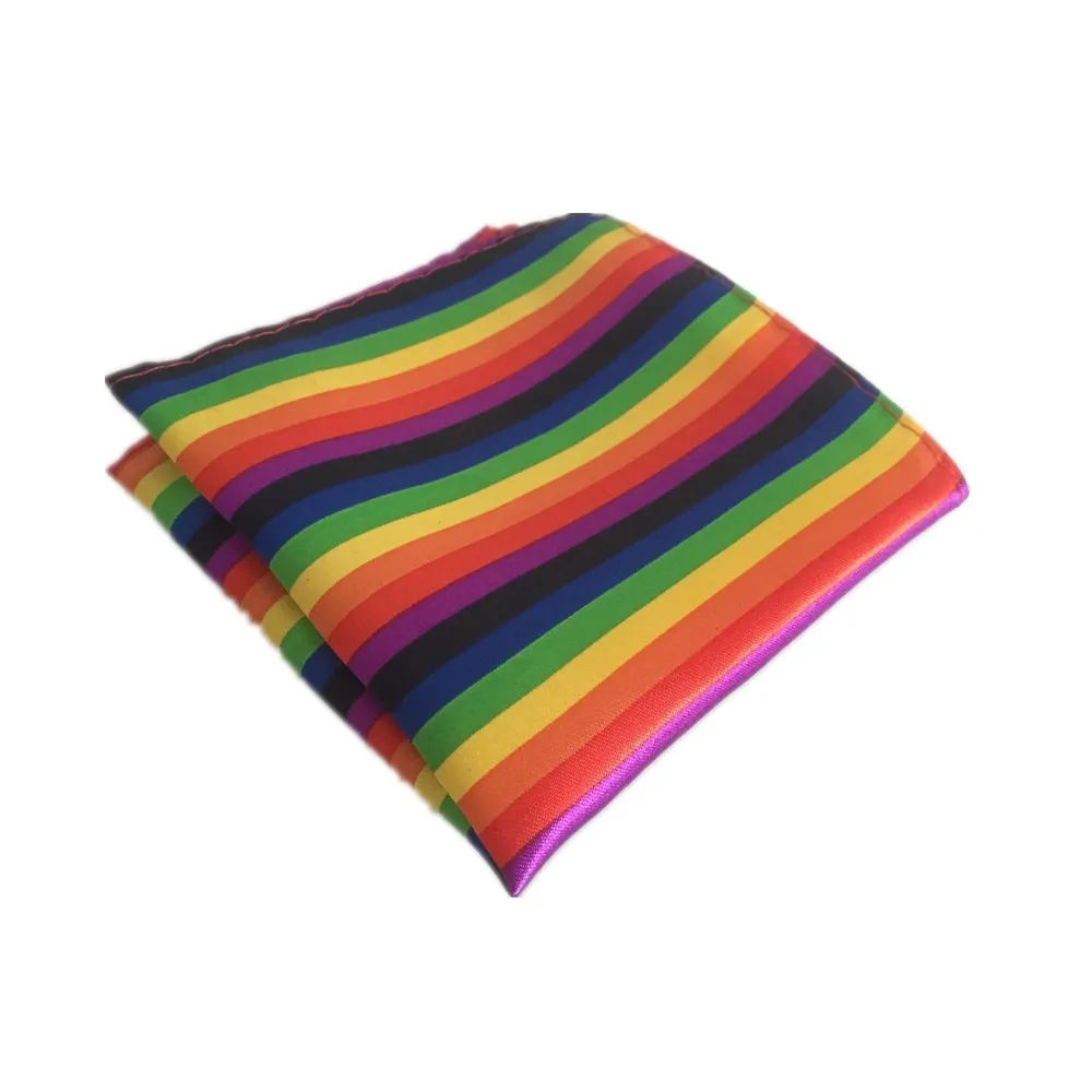 HOOYI Regenboog Das Set Streep Gravata Slanke Strikjes Zakdoek Herenaccessoires