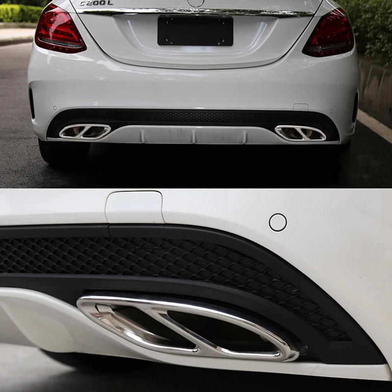 

2pcs Stainless Steel Exhaust Pipe Cover Trim for Mercedes Benz A B C E GLC GLE Class W176 W246 W205 W213 AMG Car Styling