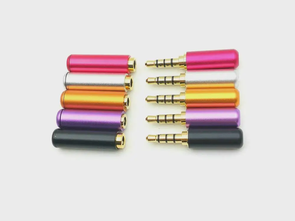 

100 set 1/8" 3.5mm male 4 pole stereo plug + female jack Audio TRRS connectors