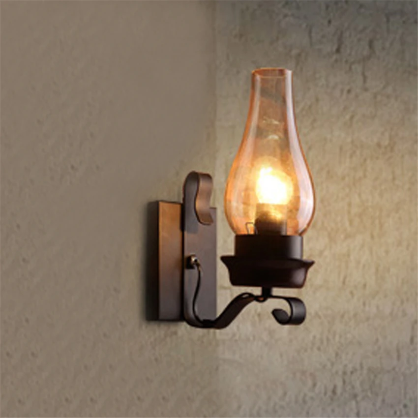 Retro Loft Industrial Glowed Kerosene Wall Lamps Mediterranean Restaurant Warehouse Corridor American Iron Aisle Bar Wall Lights