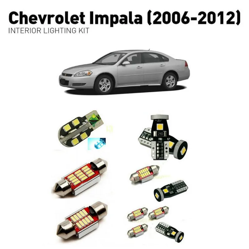 

Светодиодные внутренние фары для Chevrolet impala 2006-2012, 11 шт., светодиодные фары для автомобилей, комплект освещения, автомобильные лампы без ошибок Canbus