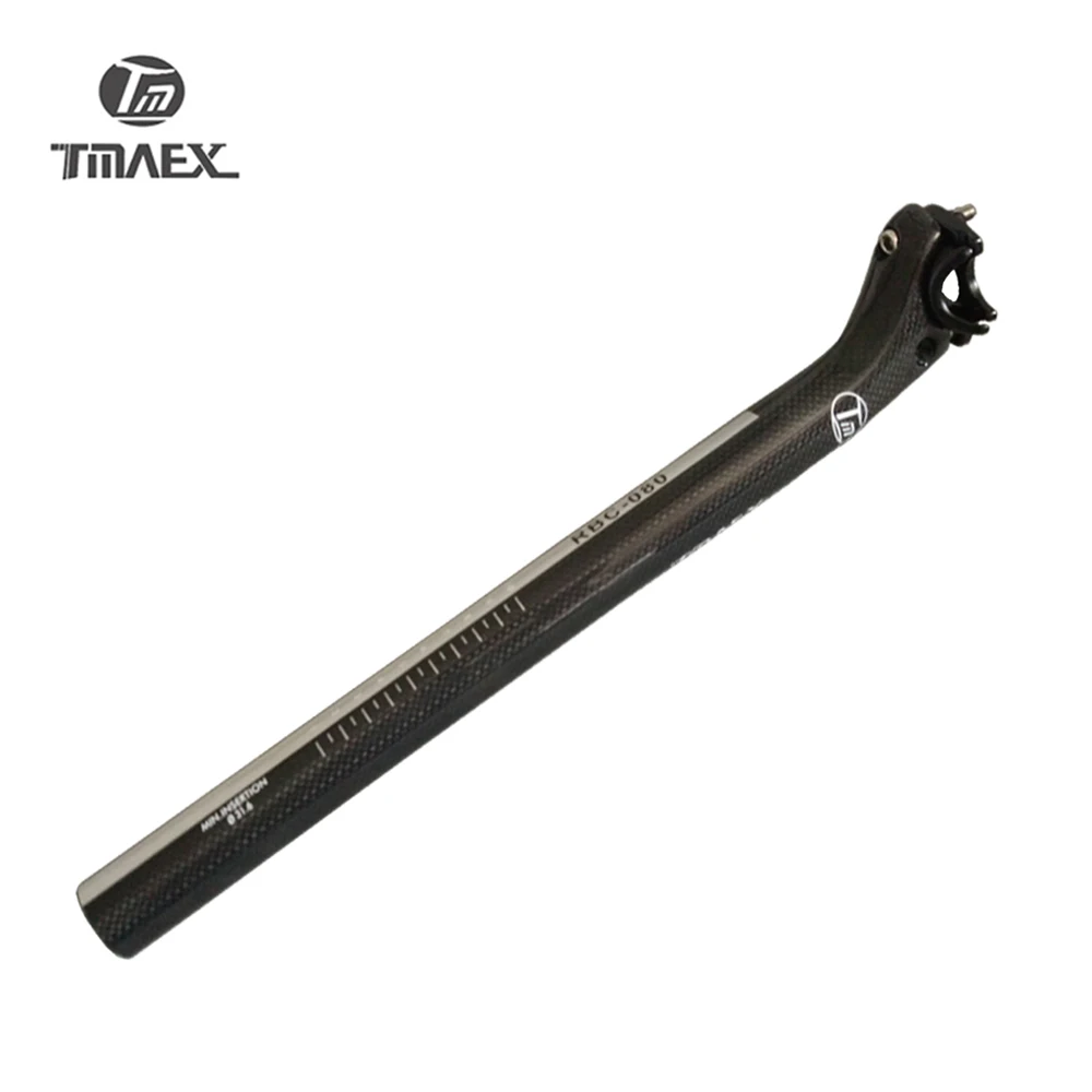 TMAEX-080-Carbon Mountain Bike Seatpost, Silver Backward, 25 Degrees Full, 3K, 27.2mm, 30.8mm, 31.6x400mm, 230g