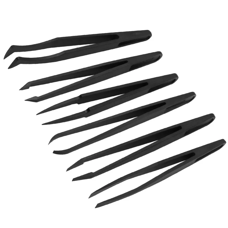1Pc Plastic Pincet Zwart Nieuwe Draagbare Straight Bend Anti-Statische Hittebestendige Repair Tool