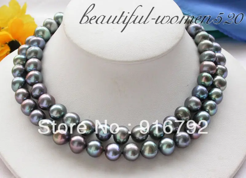 

Wholesale free shipping 32" 8-9mm Black round freshwater pearl cultured necklace