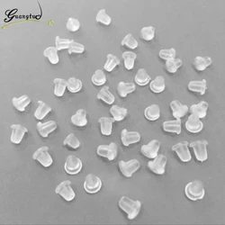 100 sztuk/partia 4MM gumowe korki przezroczyste plastikowe Bullet kształt zatyczki do uszu/zablokowane kolczyki DIY biżuteria akcesoria hurtownie