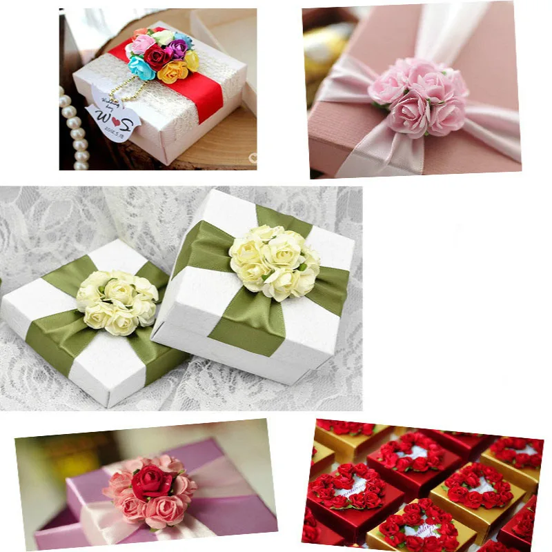 144個3センチメートル紙は花の結婚式の装飾ミニローズフラワーハンドメイドスモールパーティーブーケスクラップブックつつじの花