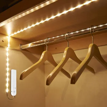 Led sob a luz do armário tira led lâmpada com sensor de movimento pir sem fio porta usb luz cozinha escadas guarda-roupa cama luz lateral