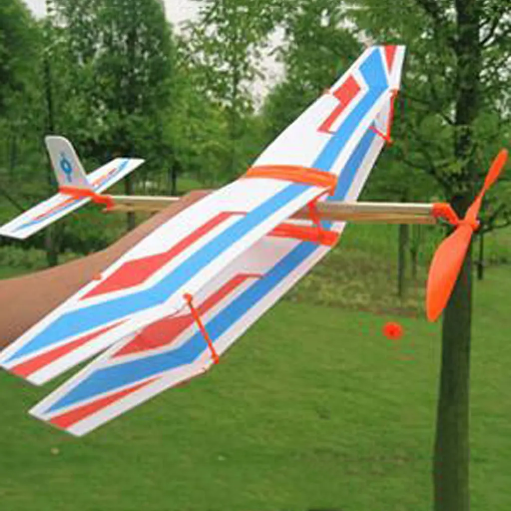 MagiDeal Hot  1Pc Assembly Airplane Aircraft Launched Powered By Rubber Band for Flying Performance Children Funny Toy Gift