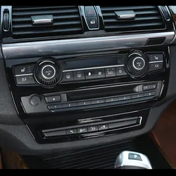 Consola central negra, volumen de aire acondicionado, marco de CD, cubierta decorativa embellecedora para BMW X5 E70 X6 E71 2008-2014 de acero inoxidable