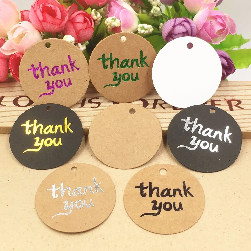 200pcs 4*4cm  DIY Kraft Paper Gift Tags Brown Round Packing Label Luggage Wedding Note price Hang tag For Jewelry/Gift/Flower