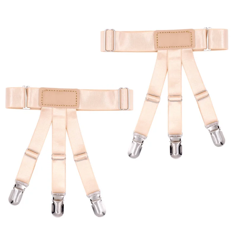 New Shirt Stays Holder Gentleman Leg Suspenders Braces Skin color Elastic Uniform Business strap Shirt Garters 1pair MR1136