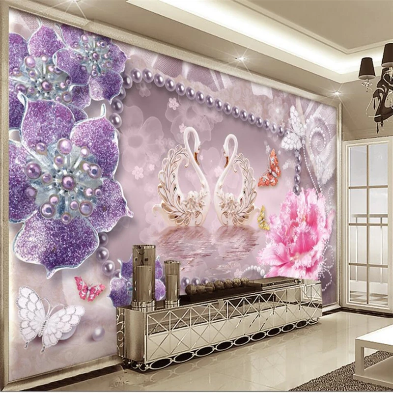 wellyu 3D modern modern exquisite aesthetic beautiful jewelry background wall TV wall custom large fresco wallpaper