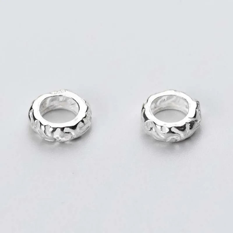 2pcs/lot 925 Sterling Silver Wheel Circle Spacer Charms 9x9mm Decoration Handmade Connectors Findings DIY Jewelry Make Earrings