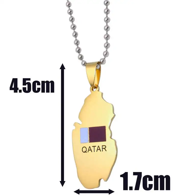 zkd   Qatar map Qatar  national flag  stainless steel pendant  necklace  country map jewelry