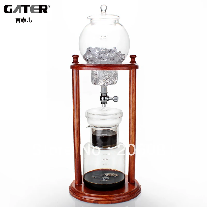 water/ice drip coffee maker(best price and best quality),600cc ,rose wood pillar factory directly sale