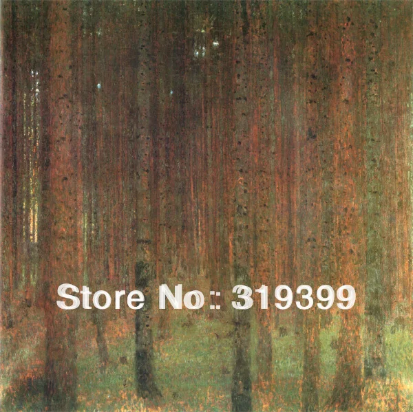 

100% handmade Oil Painting reproduction on Linen Canvas,Fir Forest II by Gustav Klimt,Free fast ship,Handmade,Museum Quality