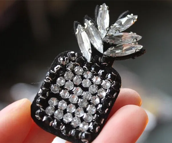 3D Handmade dứa rhinestone Các Bản Vá Lỗi cho quần áo TỰ LÀM trái cây đính cườm đính Thêu hoa parches