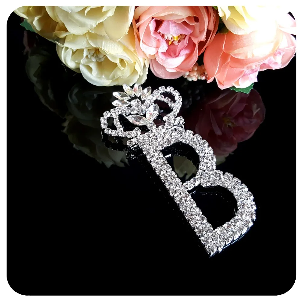 Bling Clear Rhinestone Brooch Crown Shape Big Letter 