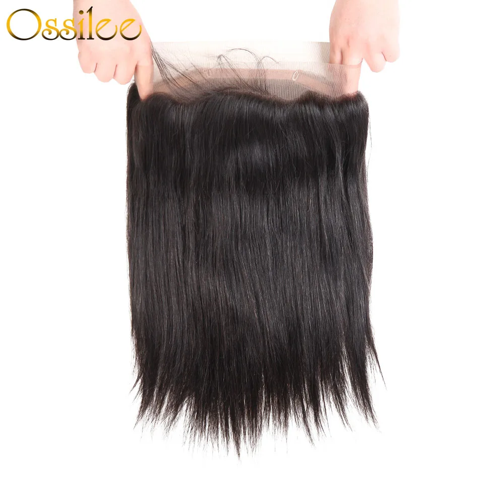 Ossilee 360 Lace Frontal Pre plucked Straight Hair Lace Frontal 360 Brazilian Human Hair with Baby Hair Lace Closure Remy Hair