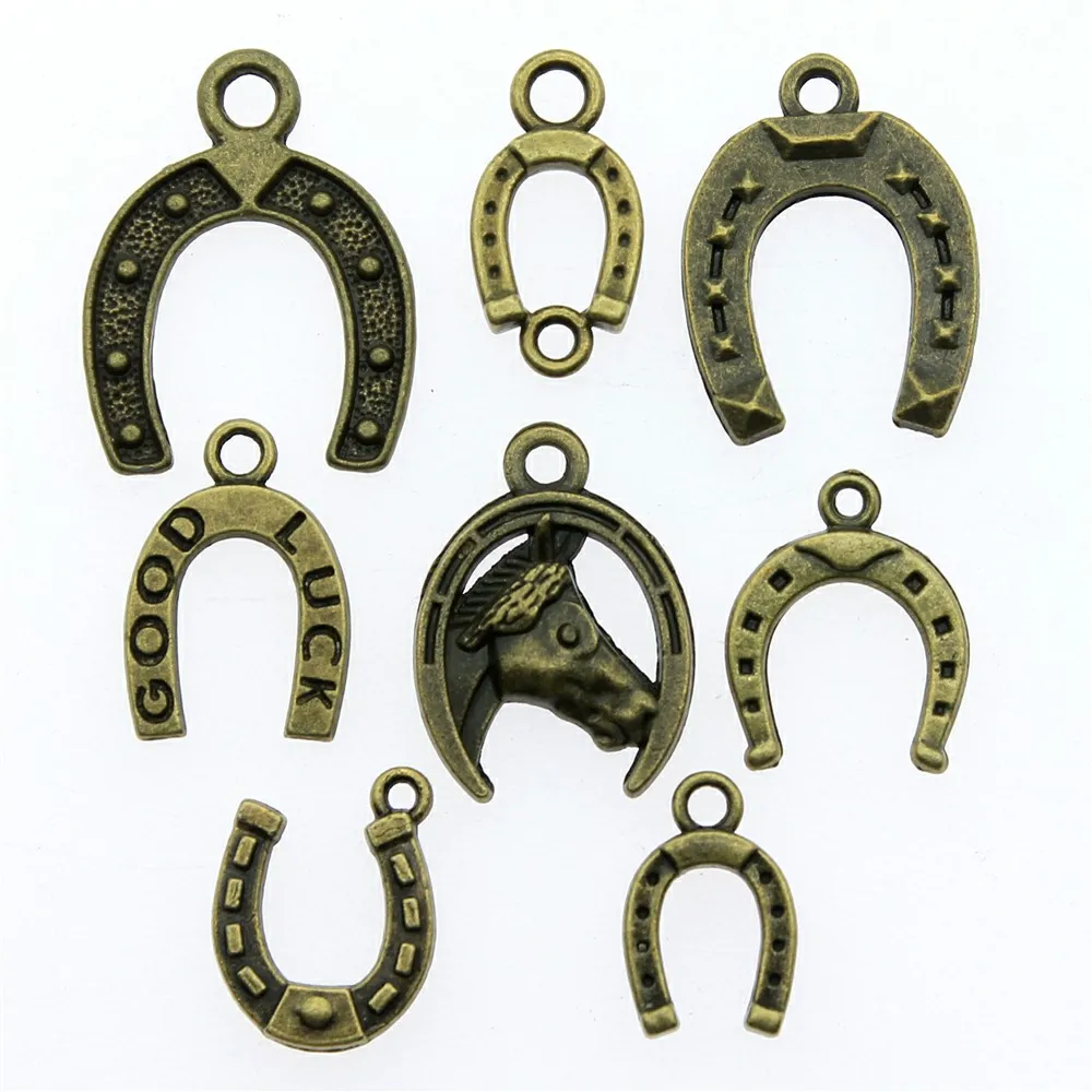 20pcs Horseshoe Charms Pendant Antique Bronze Color Good Luck Horseshoe Charm Pendants Jewelry Accessories DIY