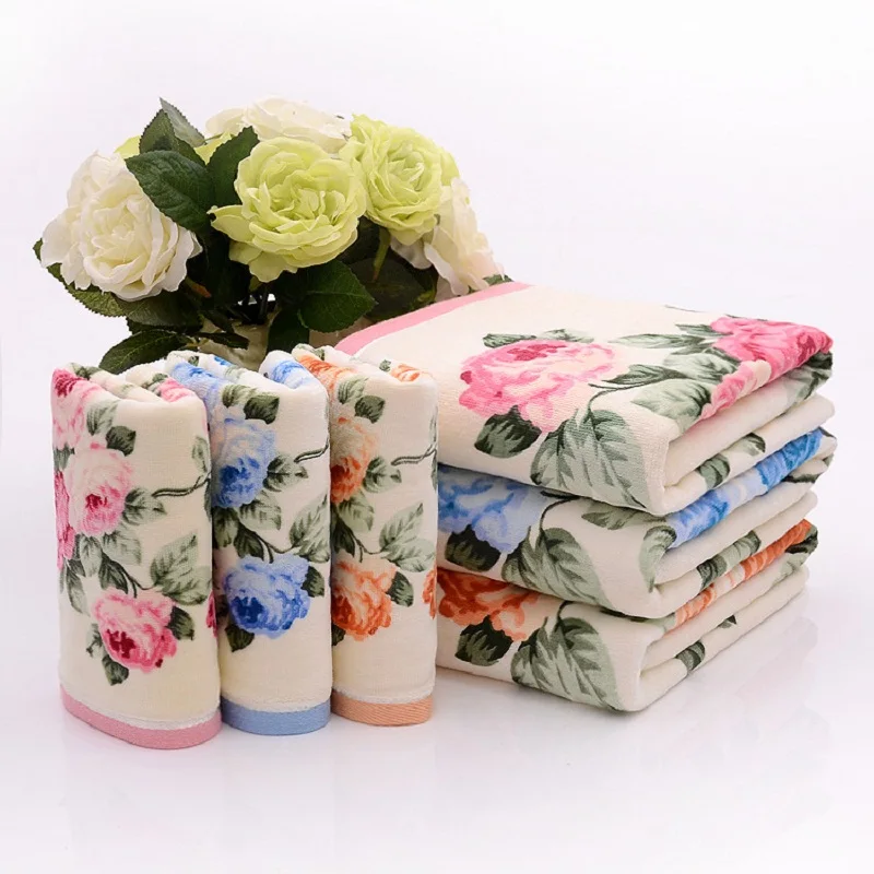 4pcs/lot 34*76cm 110g 100%cotton face Towel 3 color  Peony Floral Bath Towel Sports Towel Gym Camping Towel Fast Drying Cloth