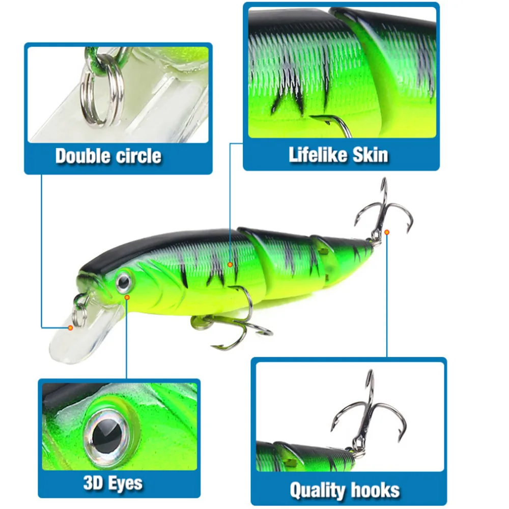 Crankbait 3 segmentos con ojos 3D 11 cm 15,5 g realista - imagen 4