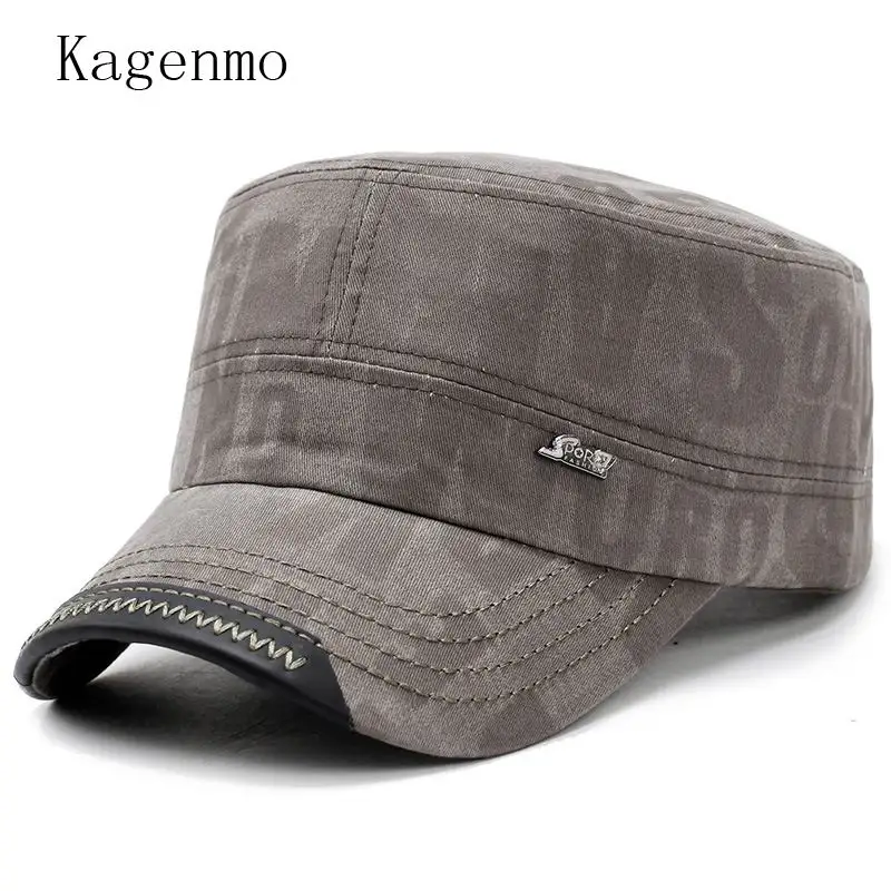 Kagenmo Fashion Casual Army Hat Wash Cotton Good Quality Military Hats Outdoor Unisex Bone Brim Visor Spring Baseball Cap