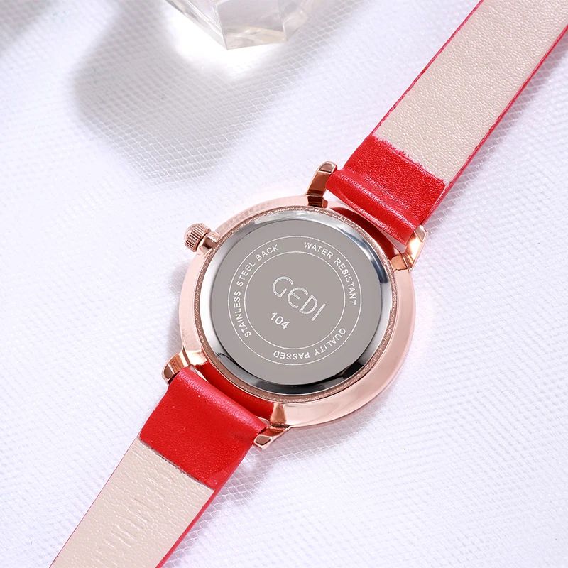 GEDI Thạch Anh Đồng Hồ Đeo Tay Xem Phụ Nữ Thời Trang Sang Trọng Montre Femme Thương Hiệu Hàng Đầu Đồng Hồ Da Bình Thường Phụ Nữ Đồng Hồ Reloj Mujer 2019