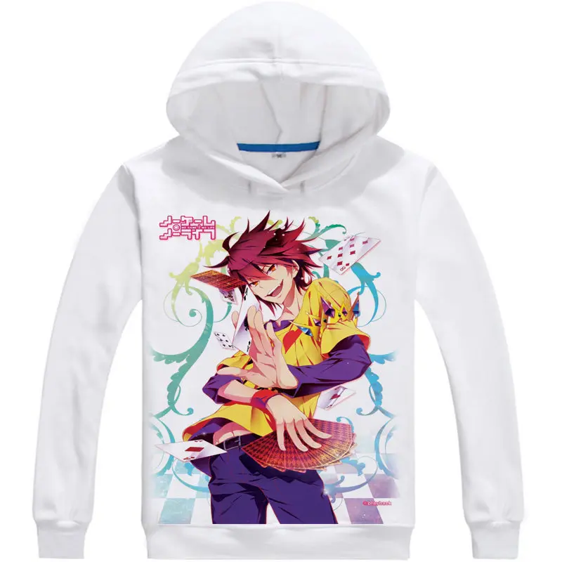 

No Game No Life Hoodie Anime Sora and Shiro Cosplay white hoodies Cute Sweatshirts Japanese Cartoon Fans